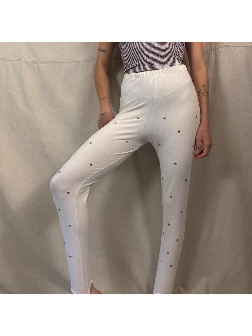 Vintage Gepetto White Studded Stirrup Leggings – Size S/M - Picture 5 of 8